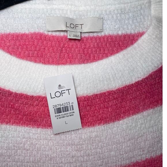 The Loft - Pink and White Striped Sweater - Women's Size Large - Picture 10 of 12
